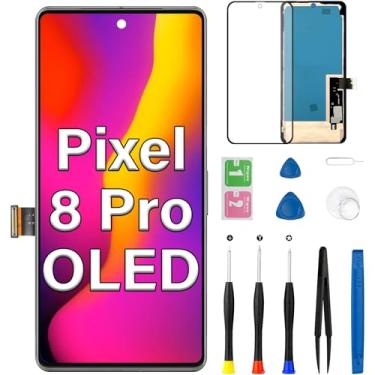 Imagem de Tela OLED para Google Pixel 8 Pro 5G de substituição com moldura LCD sensível ao toque, digitalizador com kit de ferramentas de reparo para GC3VE G1MNW de 6,7 polegadas (suporte a impressão digital)
