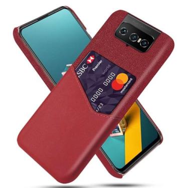 Imagem de Capa para Asus Zenfone 7,Tela e tampa de couro PU,Antideslizante,360°cobertura completa à prova de choque com 1 slot de cartão atrás,Prevenção de queda-Red