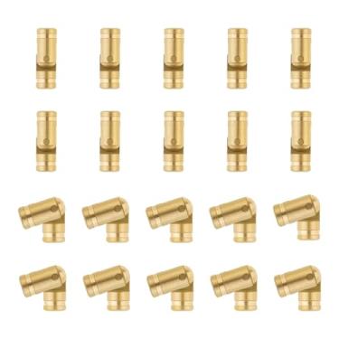 Imagem de HOJLKLD 20 peças de dobradiças ocultas de latão de 5 mm, dobradiças pequenas ocultas de ângulo de abertura de 135 graus para caixa de madeira de porta de armário de joias faça você mesmo, dobradiça