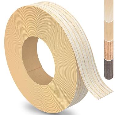 Imagem de ZYJT Faixa de borda de carvalho, rolo de 2,5 cm x 76,2 m de borda de madeira folheada flexível pré-enrolada, fita adesiva para compensado de armário