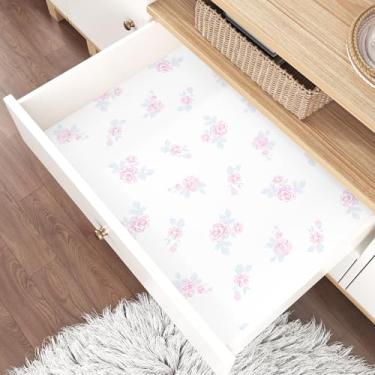 Imagem de Mangoloo Papel de parede floral rosa vintage para quarto de meninas banheiro papel de contato floral rosa para armários papel de parede removível flor quarto destaque parede retro papel de parede rosa