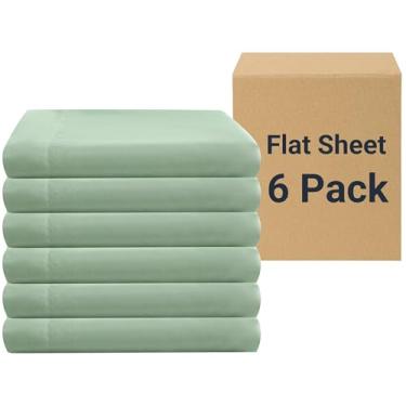 Imagem de ZPECC Apenas lençóis de cima – pacote com 6 lençóis de microfibra macia, itens essenciais de cama com etiqueta codificada por cores para anfitriões de hotéis, motéis, propriedades de aluguel ou Airbnb