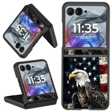 Imagem de Capa para celular Motorola Moto Razr 50/Moto Razr 2024/Moto Razr 2025, leve, rígida, antiderrapante, à prova de choque, capa protetora para Moto Razr 50/Moto Razr 2025, águia careca com bandeira