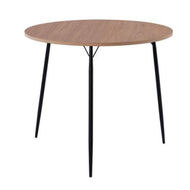 Imagem de Mesa de Jantar Barcelona redonda - base de aço preto e tampo castanho 