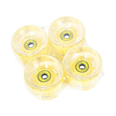 Imagem de menolana 4 peças rodas de skate iluminam lisas com rolamentos peças de reparo de altura elástica PU 65mm 78A Rodas de cruzeiro de led de reposição de, Amarelo