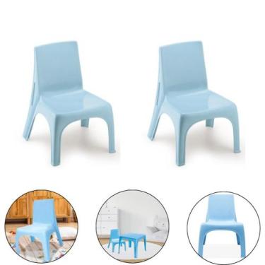 Imagem de Kit 2 Cadeira Poltrona Infantil De Plástico Azul Injeplastec