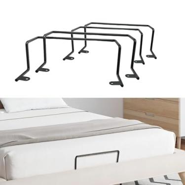 Imagem de ANTEISI 4 peças de suporte de colchão de metal preto para estrutura de cama – Barras retentoras de aço resistente em forma de Z com parafusos, estabilizador antiderrapante para impedir que o colchão
