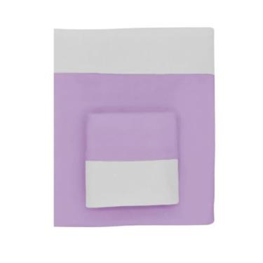 Imagem de Jogo de Lençol 3 Peças Mini Berço Malha 100% Algodão Lilás Arrumadinho Enxovais