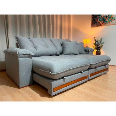 Imagem de Sofá Retrátil Reclinável 2,30 m Linho Cinza A230 Gael