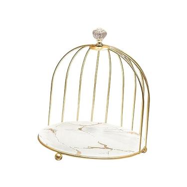 Imagem de Esquirla Suporte para bolo, porta-maquiagem para banheiro, joias, perfume, cômoda, organizador, rack de cosméticos, para do banheiro, presentes, ouro branco 1 nível