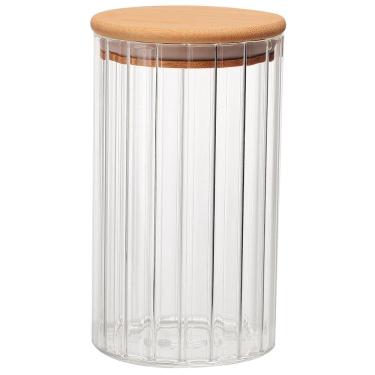 Imagem de Porta Mantimento Canelado Dynasty em Vidro Borossilicato e Tampa em Bambu - 750ml