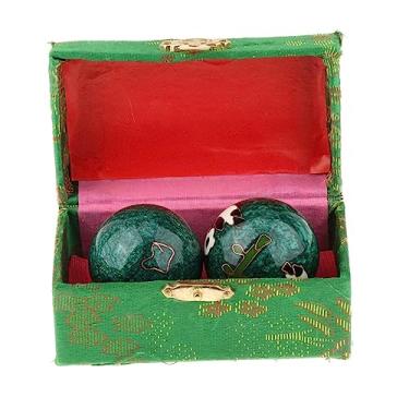 Imagem de YIJU Bolas de massagem de 2 peças, bolas de handebol chinesas com caixa de armazenamento, bolas de baoding portáteis reutilizáveis duráveis, bolas de saúde, panda verde