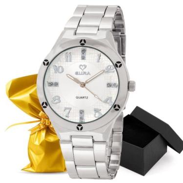 Imagem de Relógio Eura Metal Prata Feminino Detalhe Na Caixa + Embalagem Present