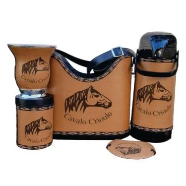 Imagem de Kit Chimarrão Completo 5 Itens Marrom Claro Cavalo Crioulo - CONECTA C