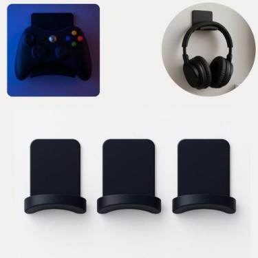 Imagem de Kit 3 Suporte De Parede Controle E Headset E Ideal - Preto - Hdltemdet