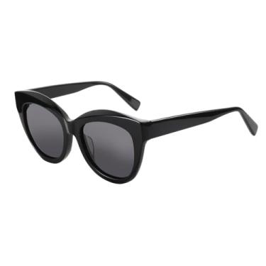 Imagem de Óculos de sol polarizados de acetato borboleta, armação grossa, proteção UV400, para compras ao ar livre, moda casual, lentes cinza 001, BH01
