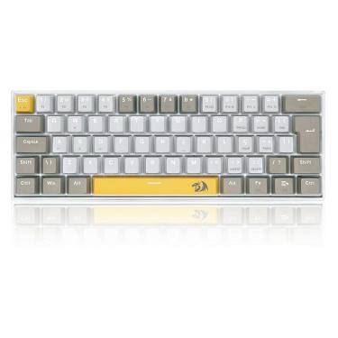 Imagem de Teclado Gamer Redragon Lakshmi, Switch Brown, Layout 60%, ABNT2, Amarelo/Branco/Cinza