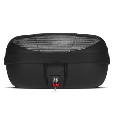 Imagem de Baú Bauleto Moto 2 45 Litros Preto Com Lente Cristal Cabe 2 Capacetes