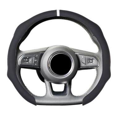 Imagem de ontto Capas de volante de couro com marcador central, capa antiderrapante para volante, manga fresca no verão, quente no inverno, protetor de luva de volante para proprietários de carros, homens e