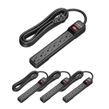 Imagem de Faixa de alimentação DEWENWILS de 15 pés e 6 tomadas com disjuntor de 