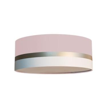 Imagem de Luminária Plafon Faixas Bronze Cúpula 40x15 - Tom Luz, Rosa