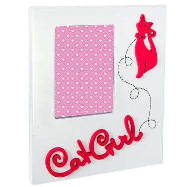 Imagem de Porta Retrato Lembranças CatGirl Mesa MDF Branco Fotos 10x15 - YES