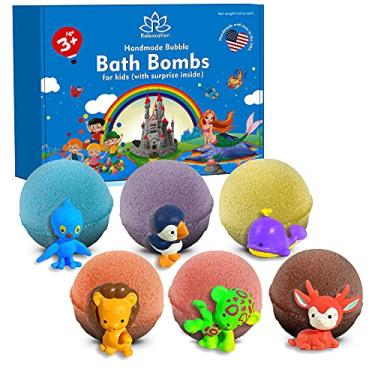 Imagem de Relaxcation Conjunto De Bombas Banho Para Crianças Com Brinquedos Surpresa Dentro Animais Engraçados E Fofos - Orgânico Natural Meninos Meninas Seguro