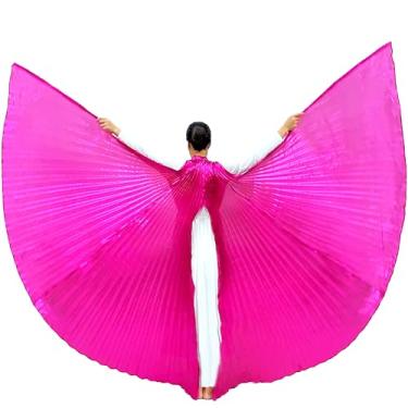 Imagem de Wuchieal Women's 2 Sticks & Angel Slit back Coak Belly Dance Costume Open on the Back Angle Isis Wings (Dark Pink)
