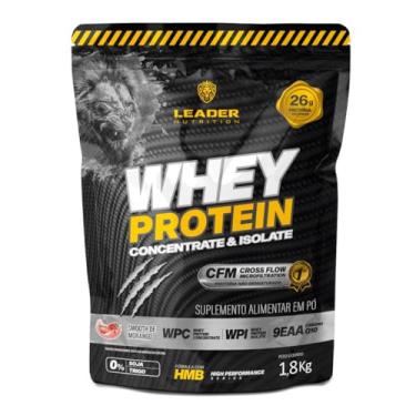 Imagem de Leader Whey Protein Concentrado e Isolado, 1,8kg, 60 Porções (1.8kg, smoothie de morango)