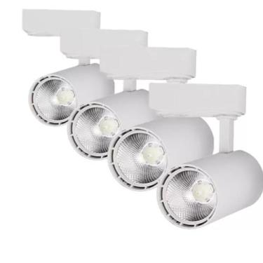 Imagem de Kit 4 Luminária Branca Trilho Spot Led 10W 3500K Branco Quente - AAAto