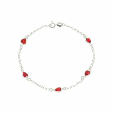Imagem de Pulseira Feminina Choker Prata 925 Vermelho Coração Zircônia - DR Joia