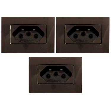 Imagem de 3 Tomada Móvel Marrom 3 Pinos 20a Embutir Painel Marmore Granito Margi