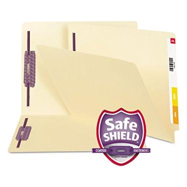 Imagem de Smead Pasta de arquivo com fixadores SafeSHIELD, aba de corte reto reforçada Shelf-Master, 2 fixadores, tamanho de letra, 50 por caixa (34117)
