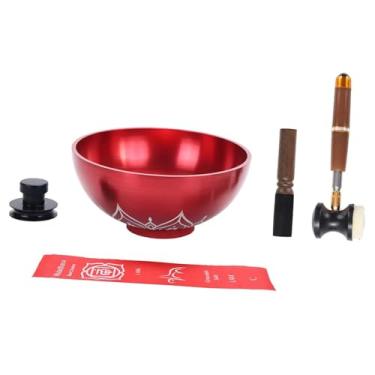 Imagem de Fenteer Conjunto de tigelas tibetanas para cantar com palitos, decoração artesanal, relaxante, ornamento chinês, tigela para mesa, meditação, sala de, C5