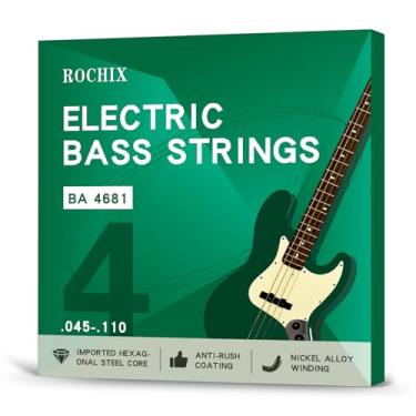 Imagem de Cordas de baixo elétrico de nível profissional – Conjunto de 4 cordas BA 4681, núcleo de aço hexagonal e corda de liga niquelada, tom premium para profissionais