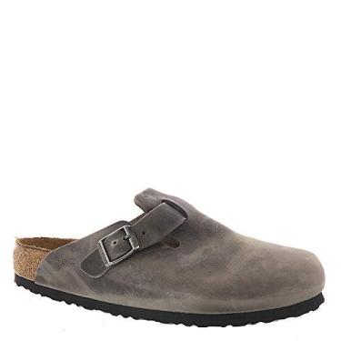 Imagem de Birkenstock Tamancos masculinos Boston com palmilha macia, ferro, cinza, 45 M EUA