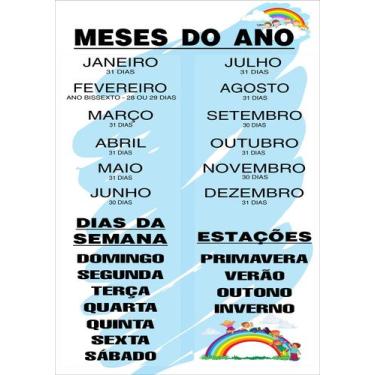 Imagem de Banner de Lona Escolar Meses Dias e Estações do ano - 85x60cm - Fabrik