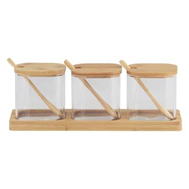 Imagem de KIT 3 POTES C/SUPORTE DE BAMBU EDEN 500ML