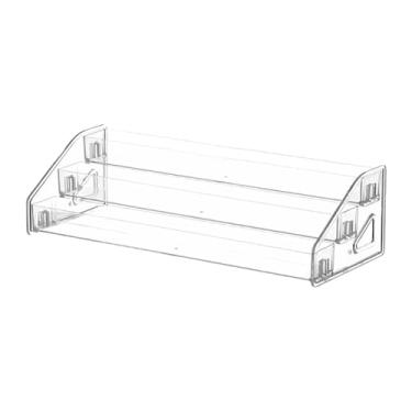 Imagem de OIIBWQ Organizador de cuidados com a pele Organizador de esmaltes Suporte transparente Suporte de mesa para maquiagem Paleta de sombras colecionáveis, 3 Níveis