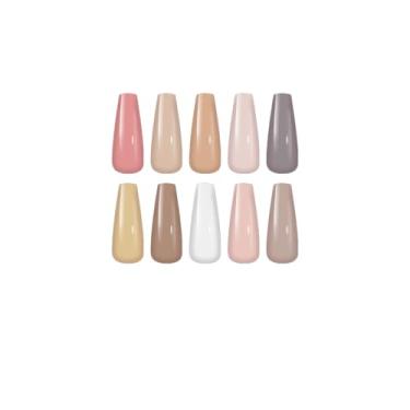 Imagem de Atuhua 240 peças de pregos compridos de caixão – 12 tamanhos, 10 cores, pontas de unhas pré-gravadas reutilizáveis, cobertura completa para lixar, colorir e modelar