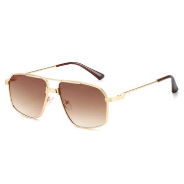 Imagem de HCPIHF Óculos de sol masculinos da moda, armação de metal, espelho, para dirigir, masculino e feminino, UV400 (3800-C5)