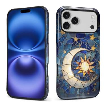 Imagem de Kapadiy Capa para iPhone 17 Pro Max, design noturno de vidro com design híbrido de proteção dupla de silicone rígido PC à prova de choque, capa protetora fina antiarranhões para homens e mulheres