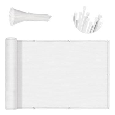 Imagem de SUNNY GUARD Cerca de tela de privacidade de varanda branca de 9 m x 3 m, tela de grade de apartamentos, tela de vento resistente para uso ao ar livre, deck, quintal, pátio (fazemos tamanhos