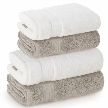 Imagem de Jogo De Toalhas De Banho Com 04 Peças Magna Lunar E Branco - Karsten