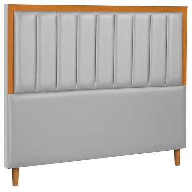 Imagem de Cabeceira Estofada Queen Paris Couro Cinza 160 Cm