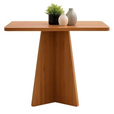 Imagem de Mesa Quadrada Em Mdf Freijó – Base Central Moderna E Design Sofisticado