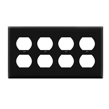 Imagem de ENERLITES Placa de tomada dupla para tomada de tomada de parede, tamanho 4 entradas 11,4 cm x 20,8 cm, termoplástico de policarbonato inquebrável, listado pela UL, 8824-BK, preta