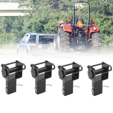 Imagem de Pacote com 4 guinchos de bolso de estaca de reboque, limite de carga de trabalho 2,4 kg/força de ruptura 7,3 kg para guinchos de caminhões de reboque de mesa, 4 furos de pino de contrapino para bolsos