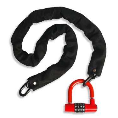 Imagem de Cadeado de corrente de bicicleta vermelho preto