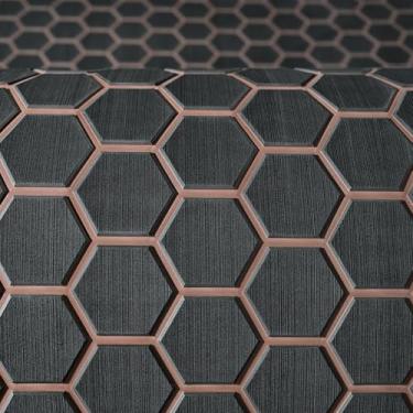 Imagem de KT GuoMei 94,5 x 43,78 cm, novo hexágono, EVA, autoadesivo, deck, barco, pavimento, tapete antiderrapante para decorar piscina de iate, etc. (hexágono, preto e marrom escuro, 92,91 x 38,147 cm)